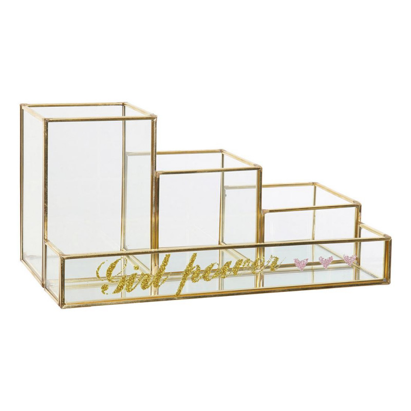 Scatola-Portagioie DKD Home Decor Metallo Vetro Chic (25.5 x 12 x 12 cm)