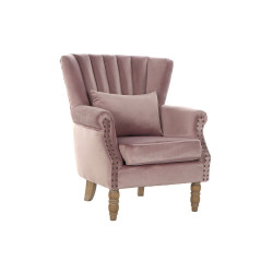 Armchair DKD Home Decor Pink Velvet Rubber wood (73 x 75 x 87 cm)