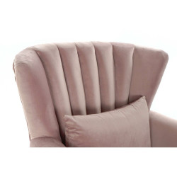 Fauteuil DKD Home Decor Rose Velours Bois d'hévéa (73 x 75 x 87 cm)