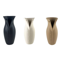 Vase DKD Home Decor Porzellan Schwarz Beige (8.6 x 8.6 x 19.8 cm) (3 pcs)