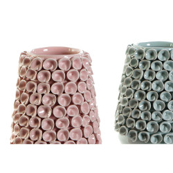 Vase DKD Home Decor Pink Turquoise Stoneware Mediterranean (2 pcs) (16 x 16 x 22 cm)