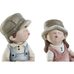 Decorative Figure DKD Home Decor Fibreglass Blue Pink Children (21 x 26 x 39 cm) (24 x 35 x 36 cm) (2 pcs)