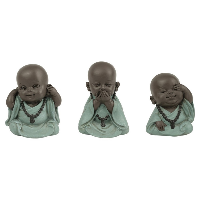 Decorative Figure DKD Home Decor Green Resin Monk (5.5 x 5.5 x 6.7 cm) (3 pcs)