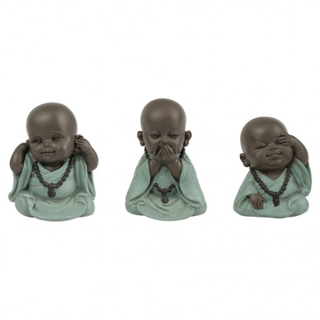 Figurine Décorative DKD Home Decor Vert Résine Moine (5.5 x 5.5 x 6.7 cm) (3 pcs)