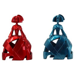 Figura Decorativa DKD Home Decor Rojo Azul Resina (16 x 10 x 23.5 cm) (2 pcs)