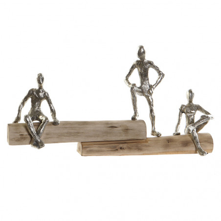 Figurine Décorative DKD Home Decor Naturel Aluminium Bois de manguier (45 x 9 x 23 cm)