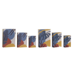 Caixa Decorativa DKD Home Decor Tela Tropical Madeira MDF (21 x 7 x 30.5 cm) (3 pcs) (2 pcs)