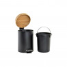 Pedal bin DKD Home Decor Black Metal White Bamboo (3 L) (2 pcs) (17 x 17 x 24 cm)