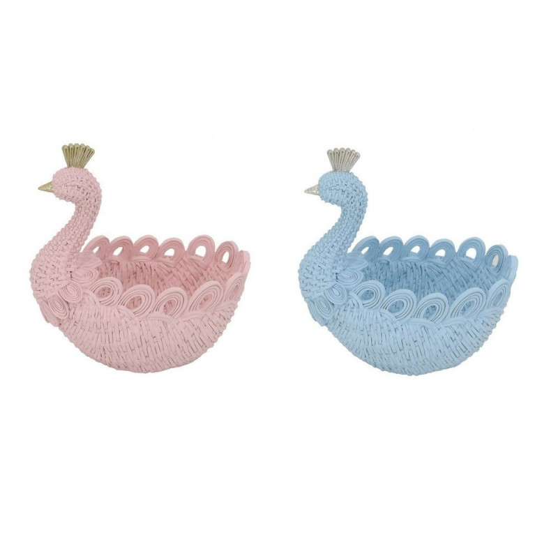 Vaciabolsillos DKD Home Decor Azul cielo Resina Rosa claro Romántico (23 x 14.3 x 23 cm) (2 pcs)