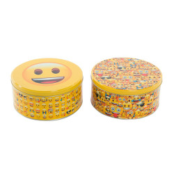 Boîte Décorative DKD Home Decor Métal Emoji (2 pcs) (17 x 8 x 8 cm)