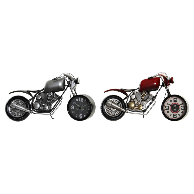 Horloge de table DKD Home Decor Motocyclette Fer (2 pcs) (44 x 13.5 x 23 cm)