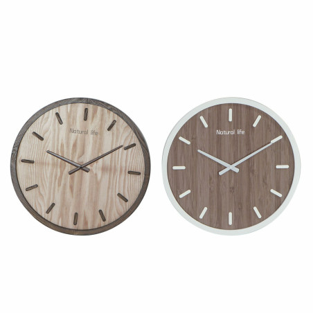 Reloj de Pared DKD Home Decor Marrón Madera MDF (50 x 3.5 x 50 cm) (2 pcs)