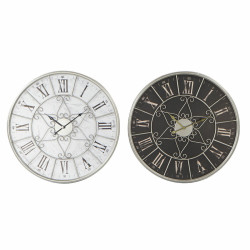 Orologio da Parete DKD Home Decor Nero Bianco Ferro Legno MDF (60 x 4.5 x 60 cm) (2 pcs)