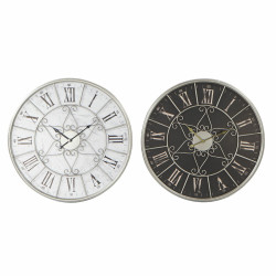 Reloj de Pared DKD Home Decor Negro Blanco Hierro Madera MDF (60 x 4.5 x 60 cm) (2 pcs)