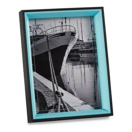 Cadre photo Noir Bleu Verre Bois MDF (3 x 22 x 17 cm)