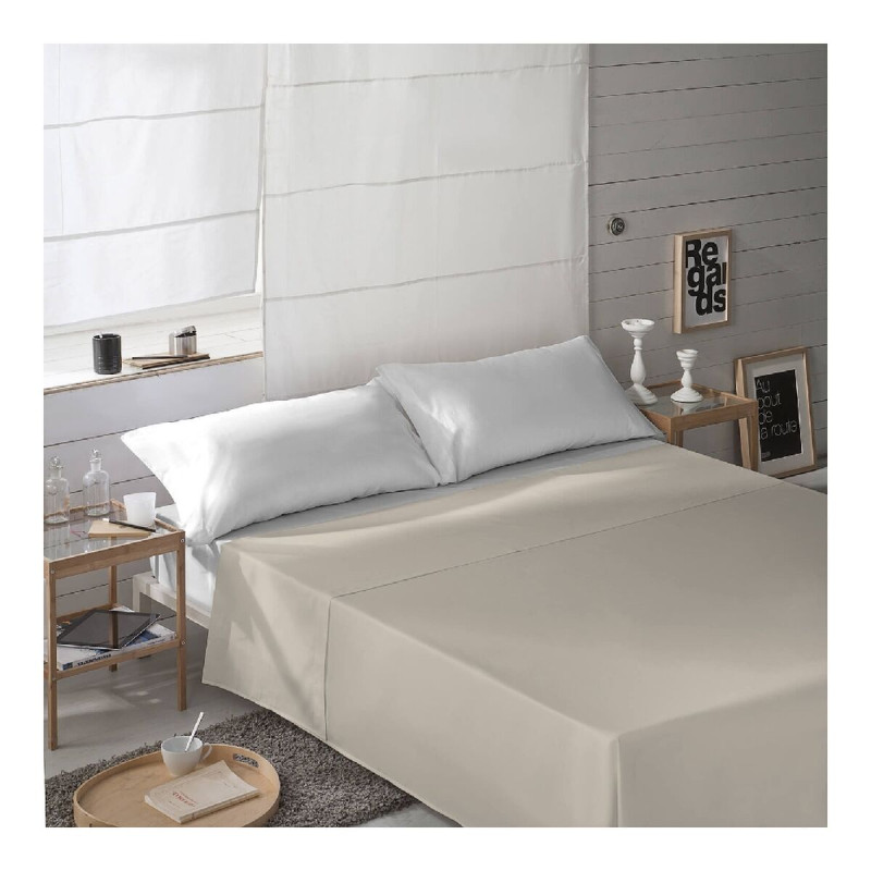 Sábana Encimera Naturals Beige (Cama de 180) (260 x 270 cm)