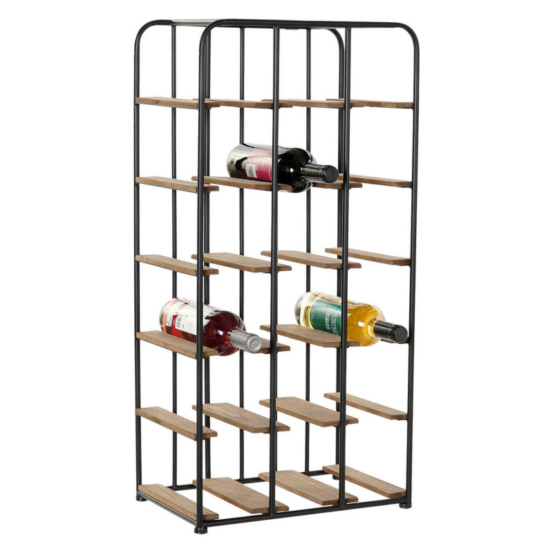 Bottle rack DKD Home Decor Brown Black Metal MDF Wood (40 x 25 x 81 cm)