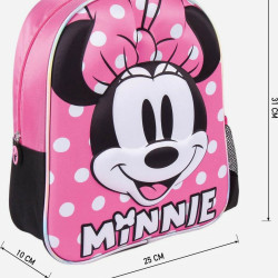 Mochila Escolar 3D Minnie Mouse Cor de Rosa (25 x 31 x 10 cm)