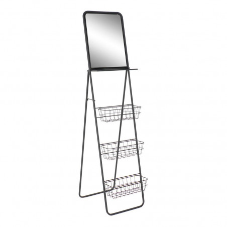 Shelves DKD Home Decor Black Iron Mirror (41 x 63 x 166 cm)