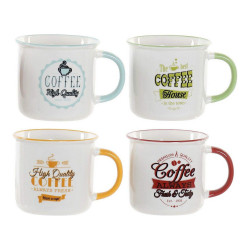 Taza Mug DKD Home Decor Multicolor Porcelana Bone China (360 ml) (4 pcs)