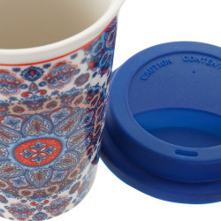 Caneca DKD Home Decor Mandala Silicone Porcelana (400 ml) (4 pcs)