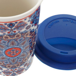 Mug DKD Home Decor Mandala Silicone Porcelain (400 ml) (4 pcs)