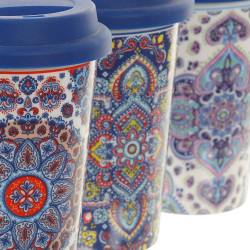 Tasse mug DKD Home Decor Mandala Silicone Porcelaine (400 ml) (4 pcs)