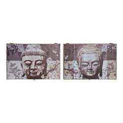 Cover DKD Home Decor ‎ Counter Buddha Grey Wood (2 pcs) (46 x 6 x 32 cm)