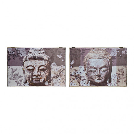 Tampas DKD Home Decor ‎ Contador Buda Cinzento Madeira (2 pcs) (46 x 6 x 32 cm)