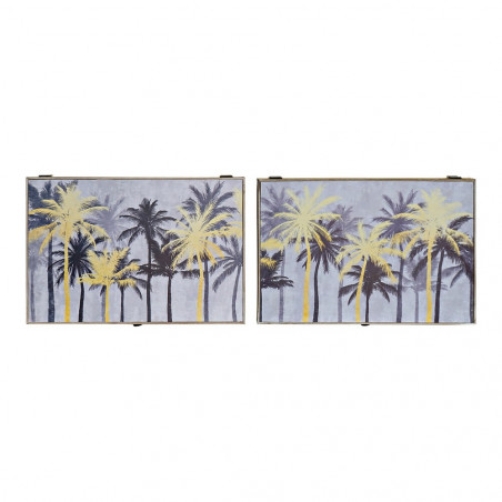 Cover DKD Home Decor Counter Palms Black Golden MDF Wood (2 pcs) (46.5 x 6 x 31 cm)