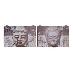 Tampas DKD Home Decor Contador Buda Cinzento Madeira MDF (2 pcs) (46.5 x 6 x 31 cm)