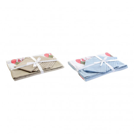 Tablecloth and napkins DKD Home Decor Love Cotton (2 pcs) (150 x 1 x 250 cm)