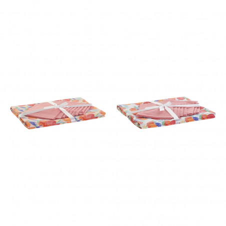 Mantel y servilletas DKD Home Decor Melocotón Algodón (2 pcs) (154 x 250 x 0.3 cm)