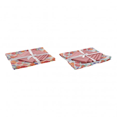 Tablecloth and napkins DKD Home Decor Cotton (2 pcs) (154 x 154 x 0.3 cm)