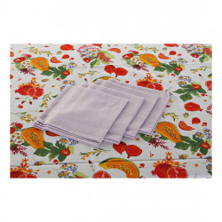 Mantel y servilletas DKD Home Decor Tropical Algodón (150 x 150 x 0.5 cm) (5 pcs)
