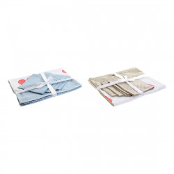 Nappe et serviettes de table DKD Home Decor Love Coton (2 pcs) (150 x 1 x 150 cm)