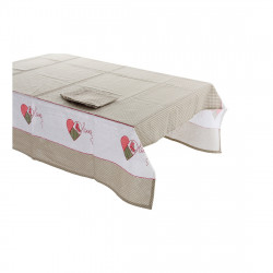 Nappe et serviettes de table DKD Home Decor Love Coton (2 pcs) (150 x 1 x 150 cm)