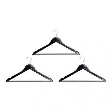 Set of Clothes Hangers DKD Home Decor Black Wood Metal (45 x 1.3 x 22 cm) (3 pcs)